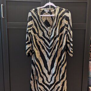 Animal Print Dress with Gold Foil